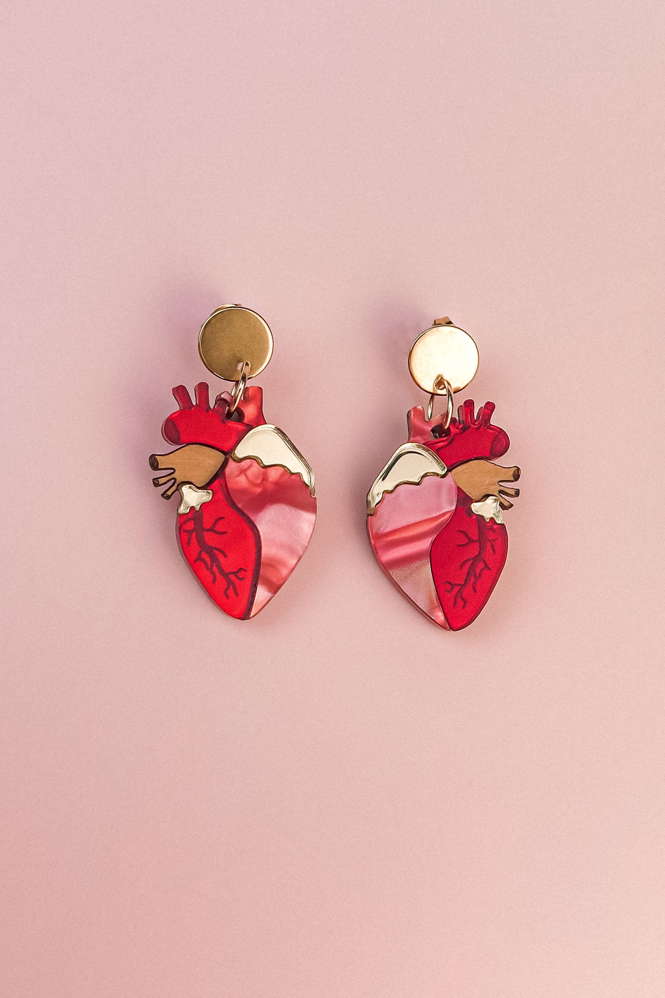 ￥42900 ans dotsloevner HEART IN HIS EAR Anatomical Heart Earrings - red – DORUZOVA