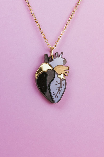 Anatomical Heart Pendant Necklace - Black – DORUZOVA