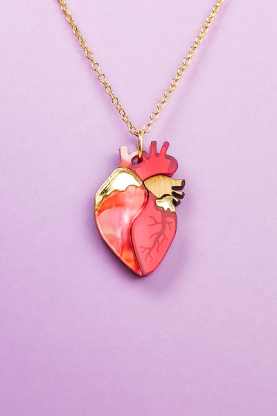 Anatomical Heart Pendant Necklace - Red – DORUZOVA